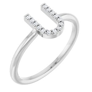 PLATINUM .05 CTW NATURAL DIAMOND INITIAL U RING