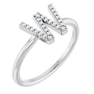 PLATINUM .06 CTW NATURAL DIAMOND INITIAL W RING