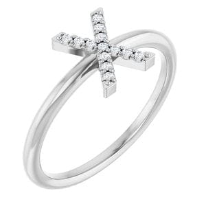 PLATINUM .05 CTW NATURAL DIAMOND INITIAL X RING