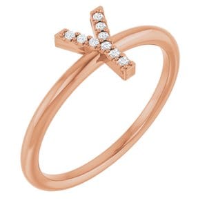 14K ROSE .03 CTW NATURAL DIAMOND INITIAL Y RING