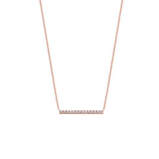 14K ROSE GOLD 1/8 CT TW ROUND BRILLIANT LAB GROWN DIAMOND BAR STYLE NECKLACE