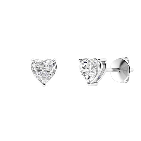 14k white gold .60 ct tw natural diamond heart shape  f-g/vs stud earrings