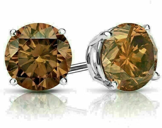 Christopher Fine Diamonds 14K WHITE GOLD .45 CT TW NATURAL ROUND BRILLIANT CUT CHOCOLATE DIAMOND STUD EARRINGS