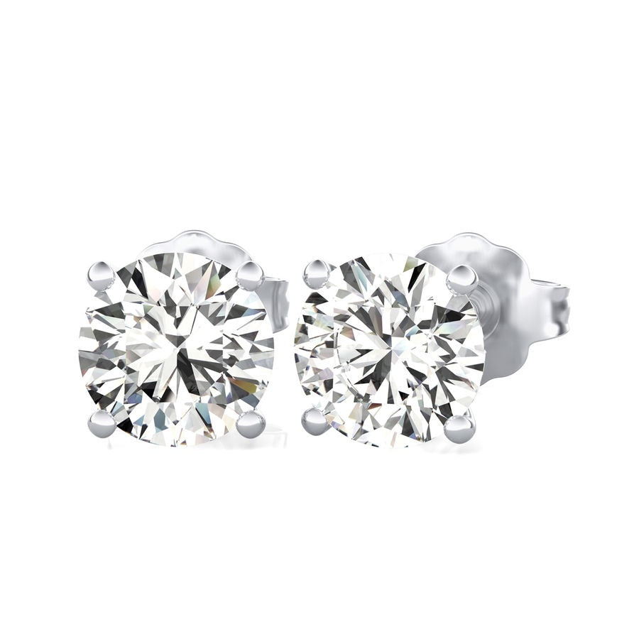 14k white gold .46 ct tw natural diamond round brilliant e-f/vs1 four prong basket style stud earrings