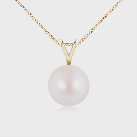 14K YELLOW GOLD 6 MM AKOYA PEARL PENDANT WITH CHAIN