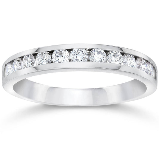 Christopher Fine Diamonds 14K WHITE GOLD 1/2 CT TW DIAMOND CHANNEL SET BAND WITH SQUARE SHANK