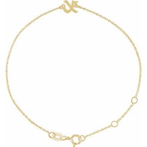 14K YELLOW INITIAL X 6 1/2-7 1/2" BRACELET