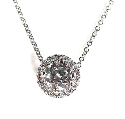 18KW .50CT NAT RBC DIAMONDF/SI2 GIA .20CTW ACCENT HALO PENDANT