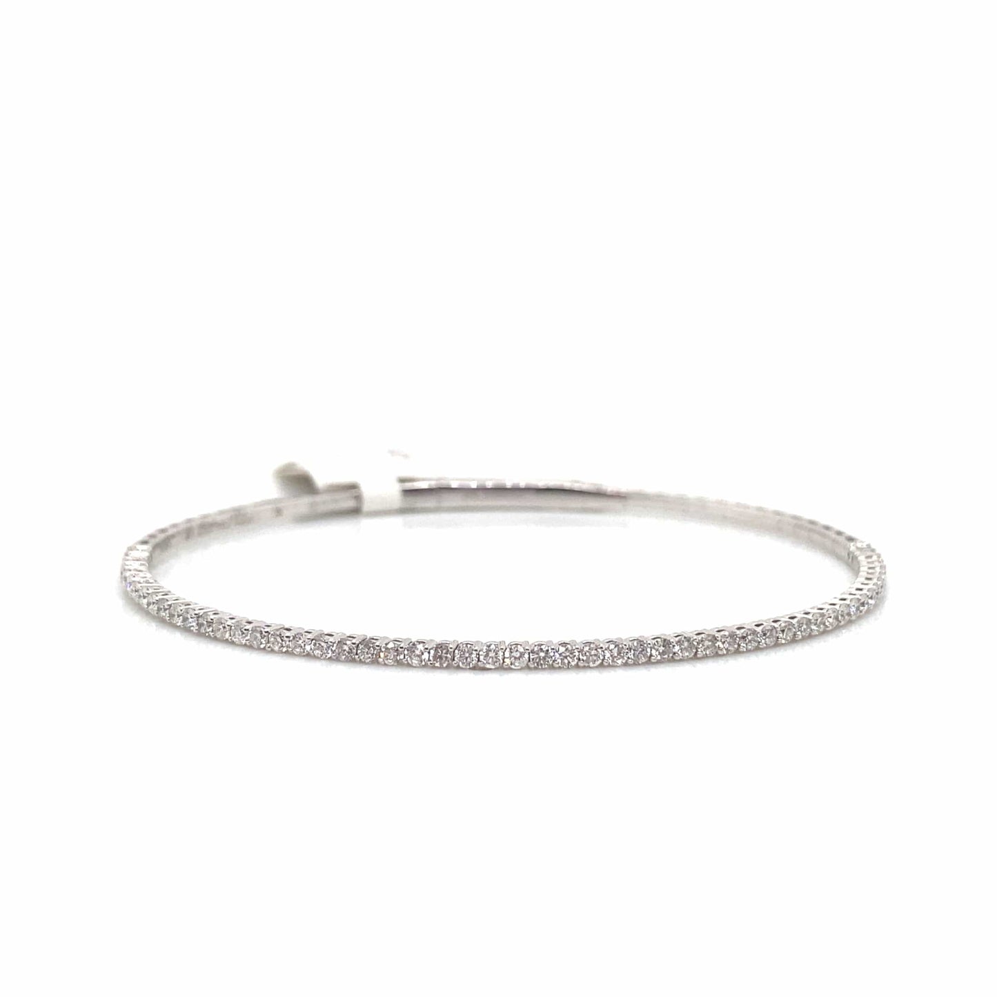 14K WHITE GOLD 1.03CT TW NATURAL ROUND BRILLIANT DIAMOND FLEX BRACELET 6 3/4"