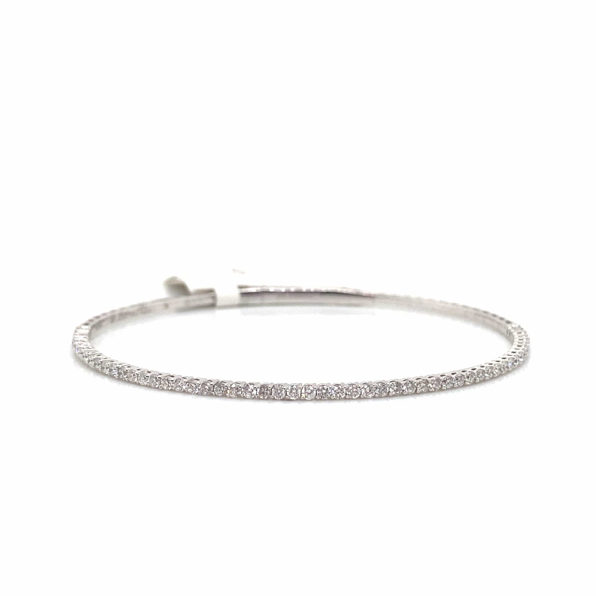 14K WHITE GOLD 1.03CT TW NATURAL ROUND BRILLIANT DIAMOND FLEX BRACELET 6 3/4"