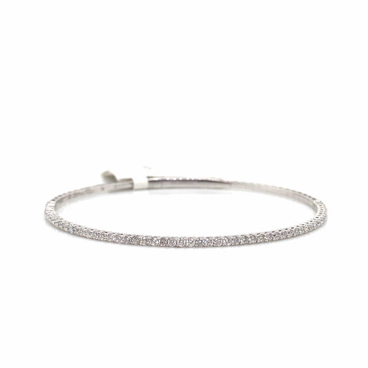 14K WHITE GOLD 1.03CT TW NATURAL ROUND BRILLIANT DIAMOND FLEX BRACELET 6 3/4"