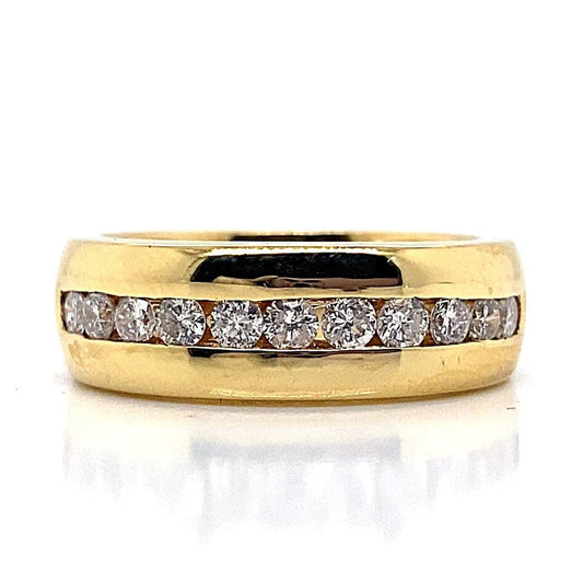 18K YELLOW GOLD .70 CT TW NATURAL ROUND BRILLIANT DIAMOND CHANNEL SET MEN'S BAND