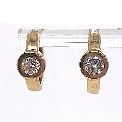 14K YELLOW GOLD .80 CT TW NATURAL ROUND BRILLIANT DIAMOND BEZEL HOOP EARRINGS HUGGIE