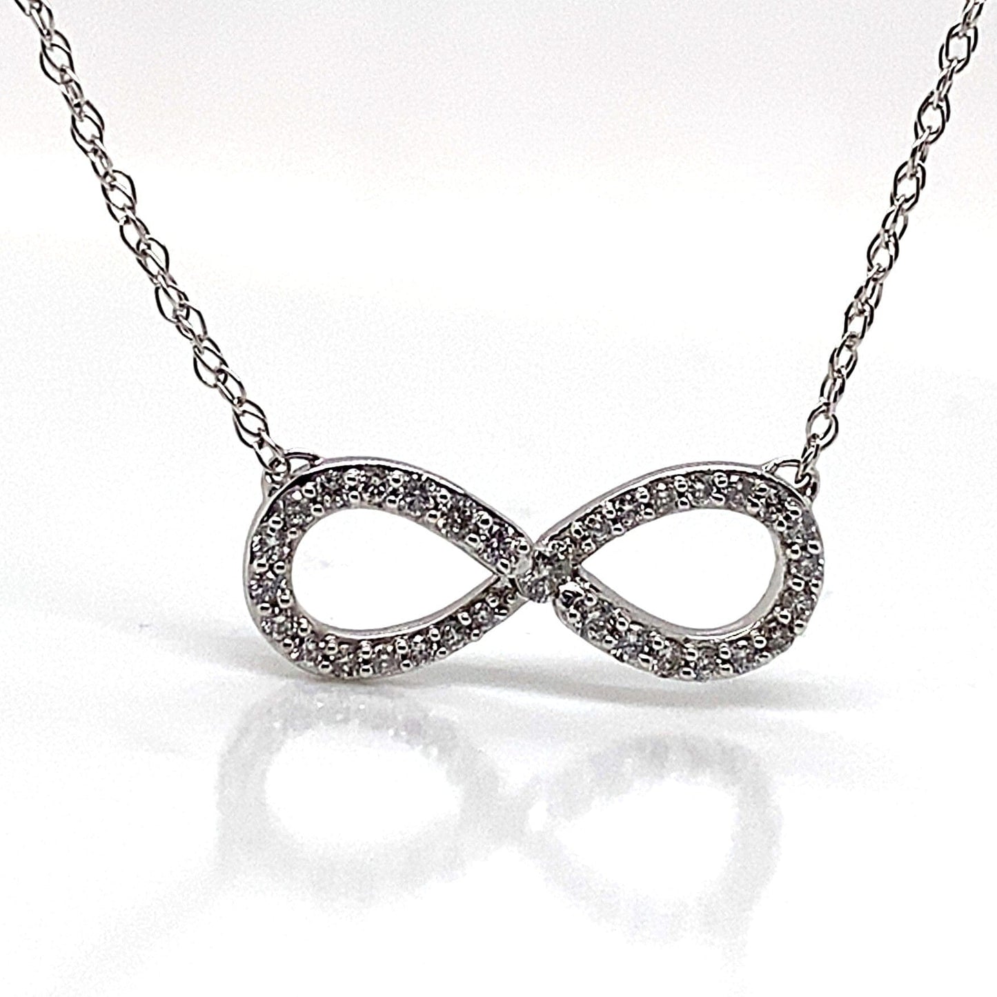10K WHITE GOLD .40 CT TW NATURAL ROUND BRILLIANT DIAMOND INFINITY STYLE NECKLACE