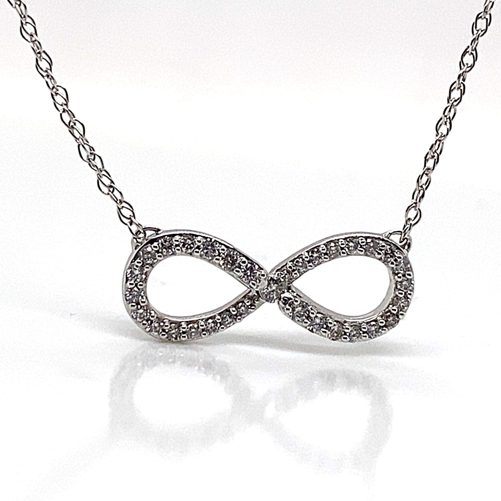 10K WHITE GOLD .40 CT TW NATURAL ROUND BRILLIANT DIAMOND INFINITY STYLE NECKLACE