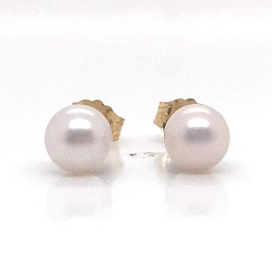14K YELLOW GOLD 5 MM PEARL STUD EARRINGS