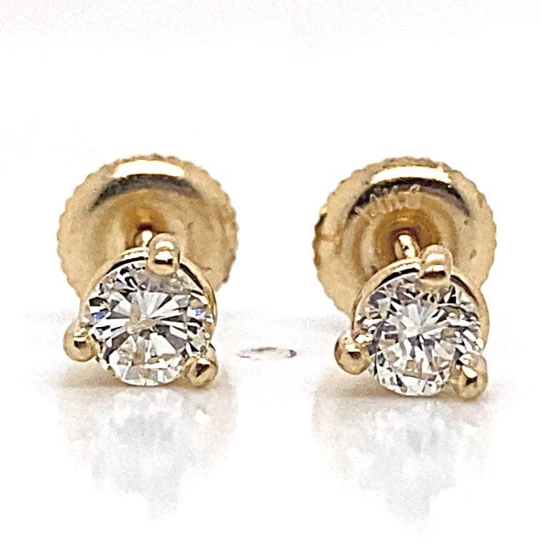 14K YELLOW GOLD 1/2 CT TW NATURAL DIAMOND ROUND BRILLIANT G-H/SI MARTINI STYLE STUD EARRINGS