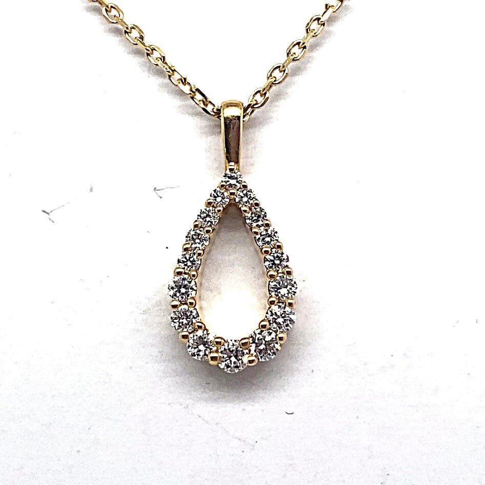 14K YELLOW GOLD 1/3 CT TW LAB GROWN DIAMOND TEAR DROP SHAPE PENDANT WITH CHAIN