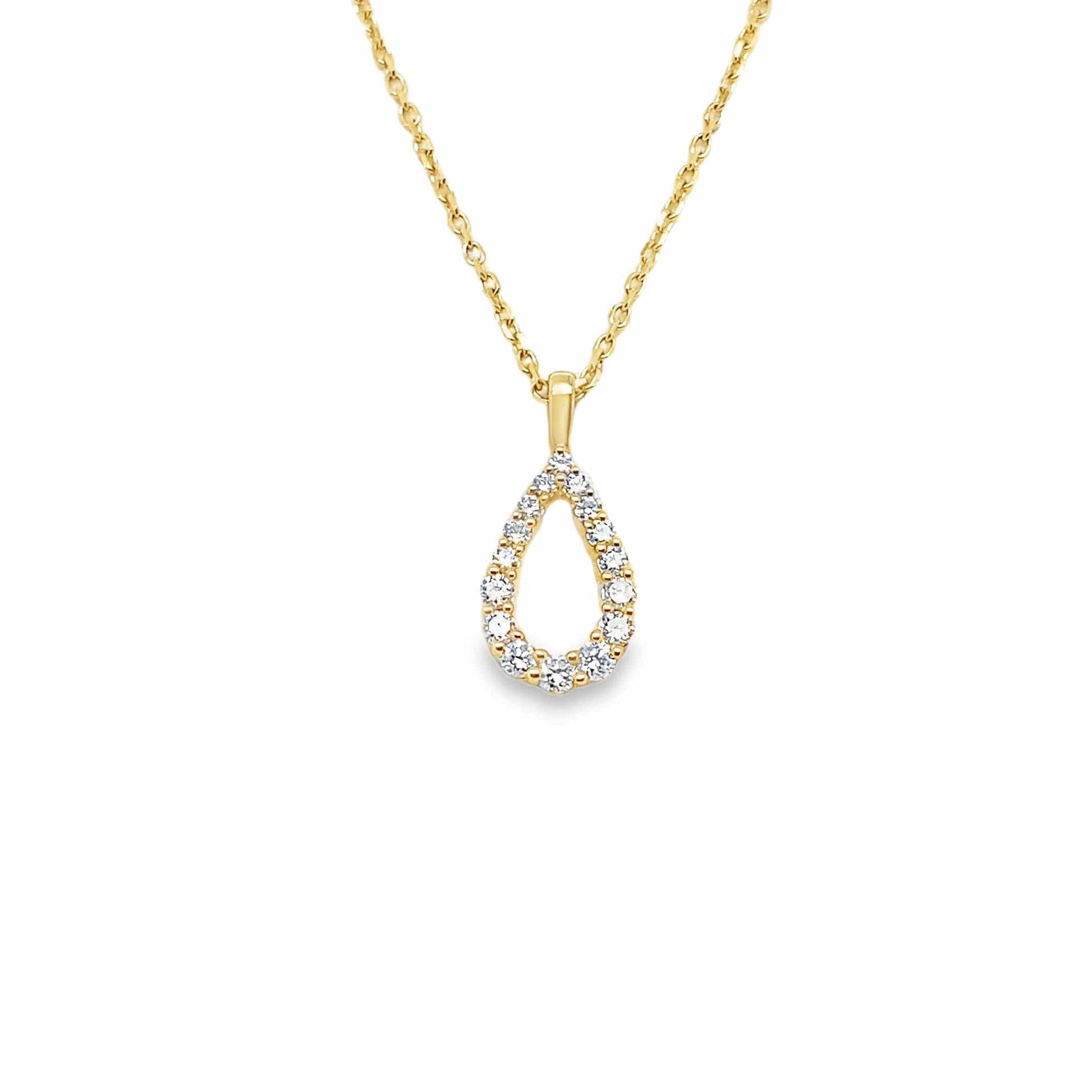 14K GOLD LAB GROWN DIAMOND TEARDROP PENDANT NECKLACE 1/3 CT