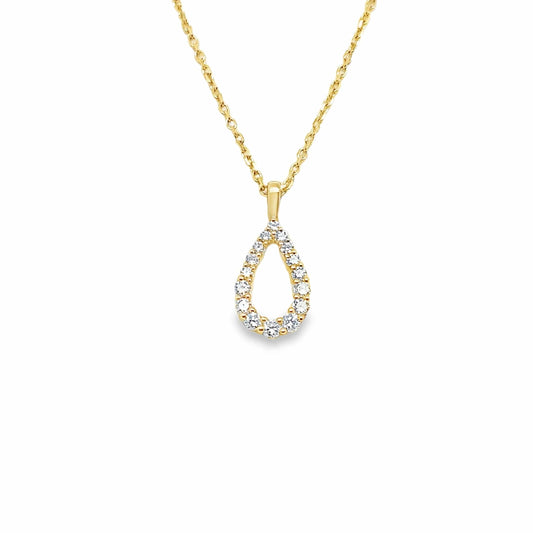 14K GOLD LAB GROWN DIAMOND TEARDROP PENDANT NECKLACE 1/3 CT