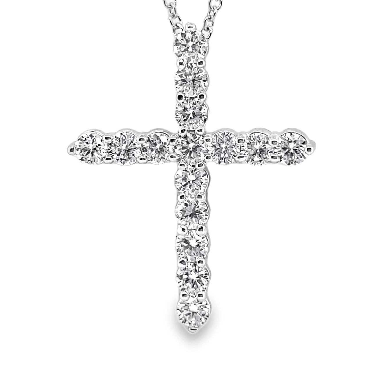 LAB GROWN DIAMOND CROSS PENDANT 3/4 CT 14K WHITE GOLD CHAIN
