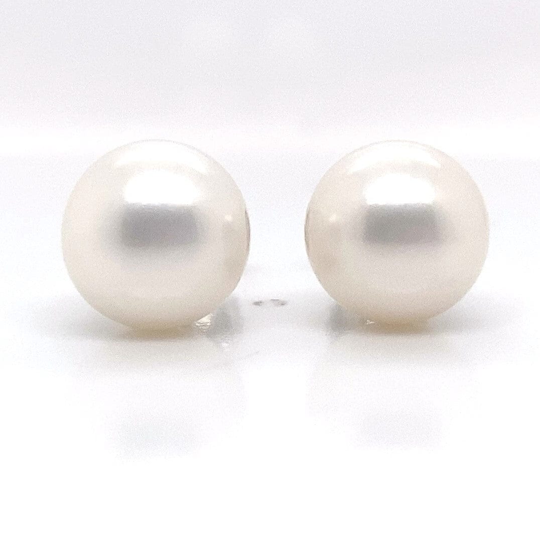 14K WHITE GOLD 10.5-11 MM FRESHWATER PEARL STUD EARRINGS