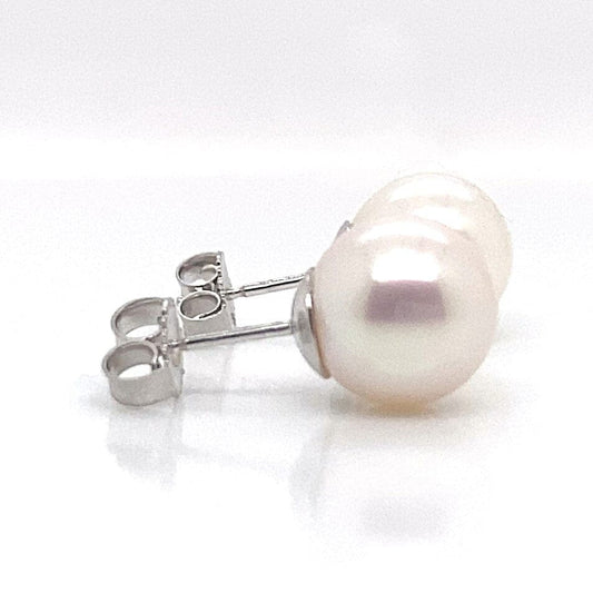 14K WHITE GOLD 8.5-9 MM FRESHWATER PEARL STUD EARRINGS