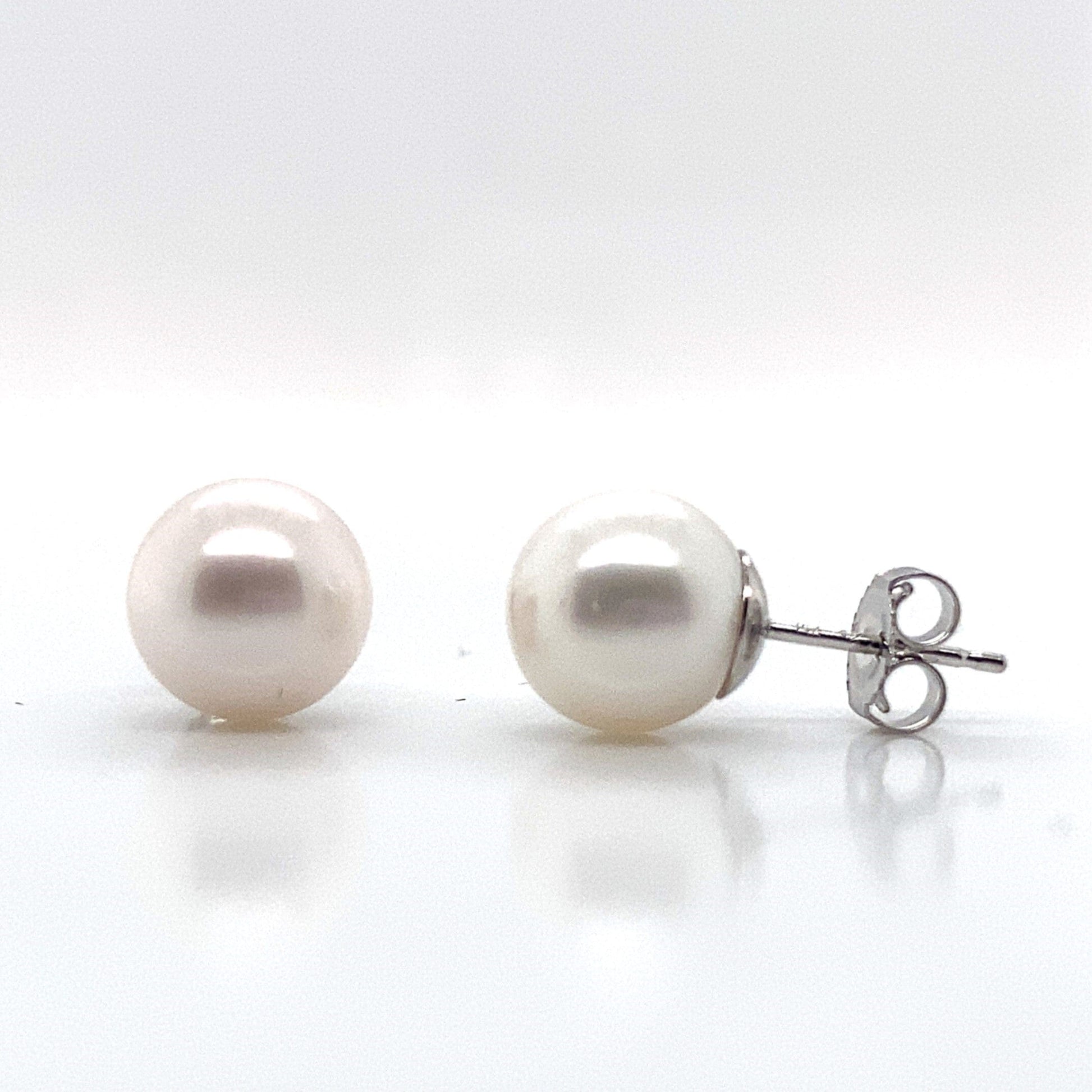 14K WHITE GOLD 8-8.5 MM FRESHWATER PEARL STUD EARRINGS