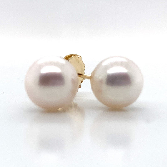 14K YELLOW GOLD 8-8.5 MM AKOYA PEARL STUD EARRINGS