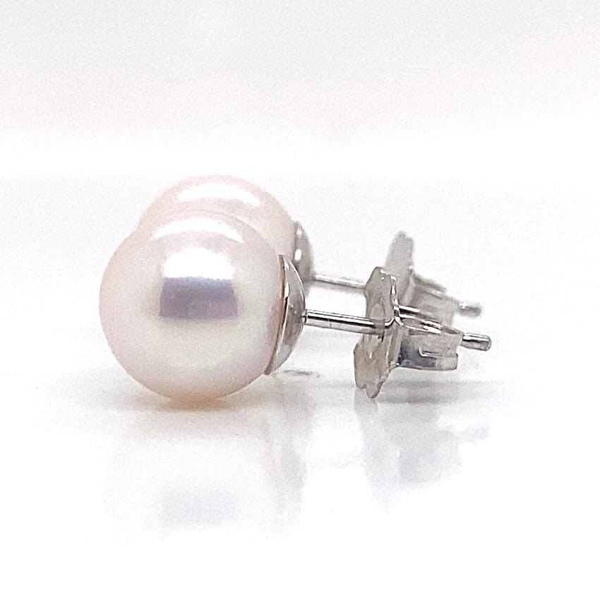 14K WHITE GOLD 7.5-8 MM FRESHWATER PEARL STUD EARRINGS