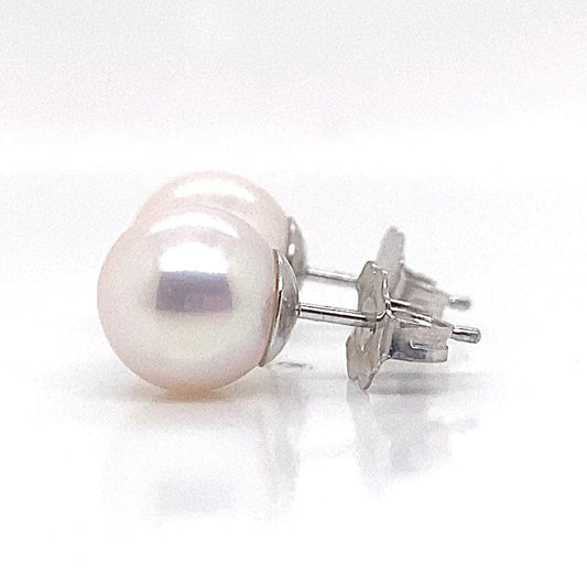 14K WHITE GOLD 7.5-8 MM FRESHWATER PEARL STUD EARRINGS