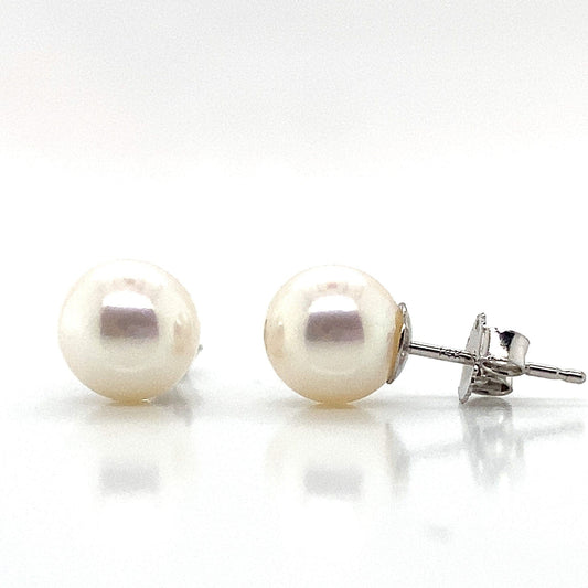 14K WHITE GOLD 6.5-7 MM FRESHWATER PEARL STUD EARRINGS