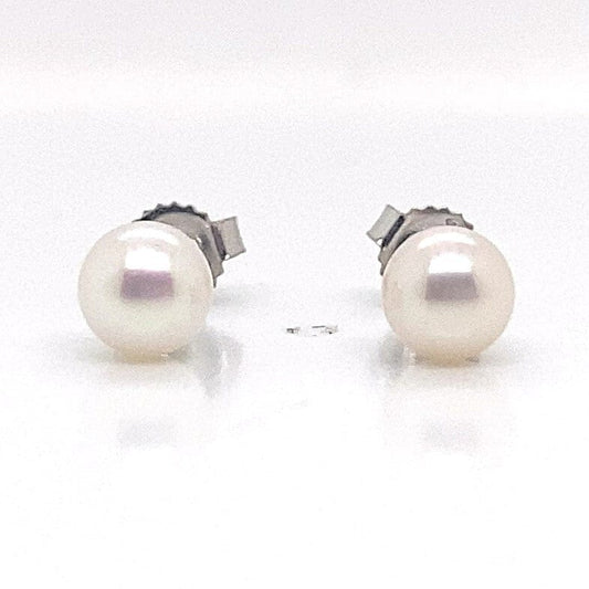 14K WHITE GOLD 5-5.5 MM FRESHWATER PEARL  STUD EARRINGS