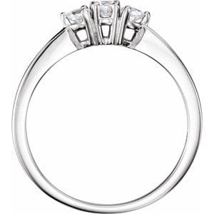 Rings Sterling Silver 3 mm Round 3-Stone Anniversary Band Mounting