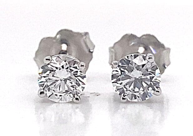 14K WHITE GOLD 3/4 CT TW LAB GROWN DIAMOND ROUND BRILLIANT E-F/VS FOUR PRONG BASKET STYLE STUD EARRINGS