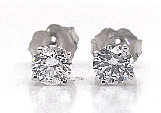 14K WHITE GOLD 3/4 CT TW LAB GROWN DIAMOND ROUND BRILLIANT E-F/VS FOUR PRONG BASKET STYLE STUD EARRINGS