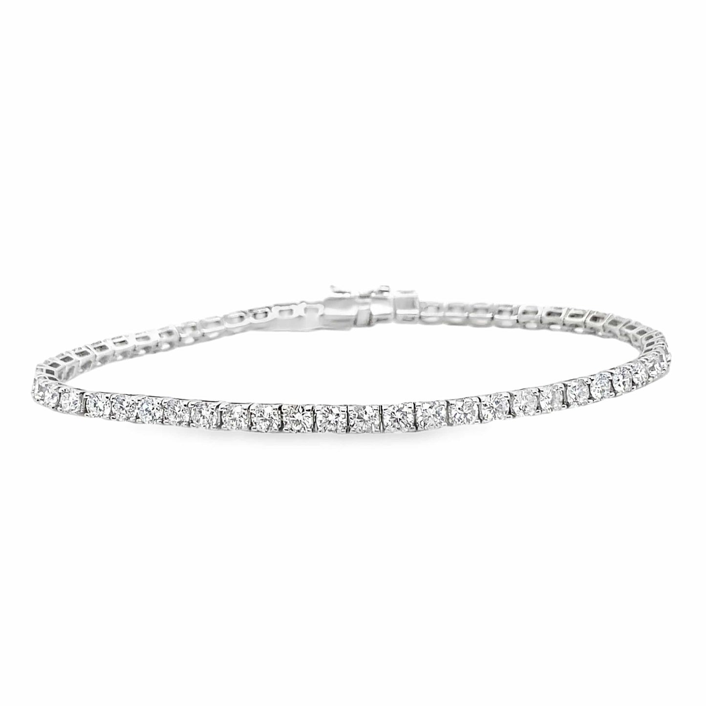 14K WHITE GOLD 5.75CT TW LAB GROWN ROUND BRILLIANT DIAMOND TENNIS BRACELET 7"
