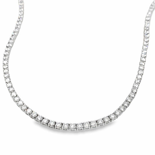 14K WHITE GOLD 9.37 CT TW ROUND BRILLIANT LAB GROWN DIAMOND STRAIGHT LINE TENNIS NECKLACE  18"