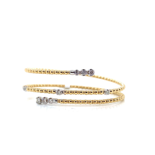 14K YELLOW GOLD WITH 14K WHITE GOLD PRONGS .43CT TW ROUND BRILLIANT NATURAL DIAMONDS FLEX BRACELET