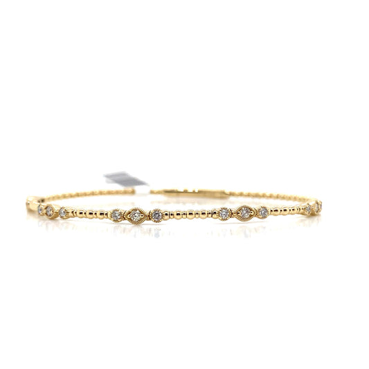 14K YELLOW GOLD .33CT TW NATURAL ROUND BRILLIANT DIAMOND FLEX BRACELET 6 3/4"
