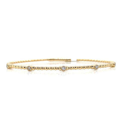 14K YELLOW GOLD .15CT TW NATURAL ROUND BRILLIANT DIAMOND FLEX BRACELET 6 3/4"