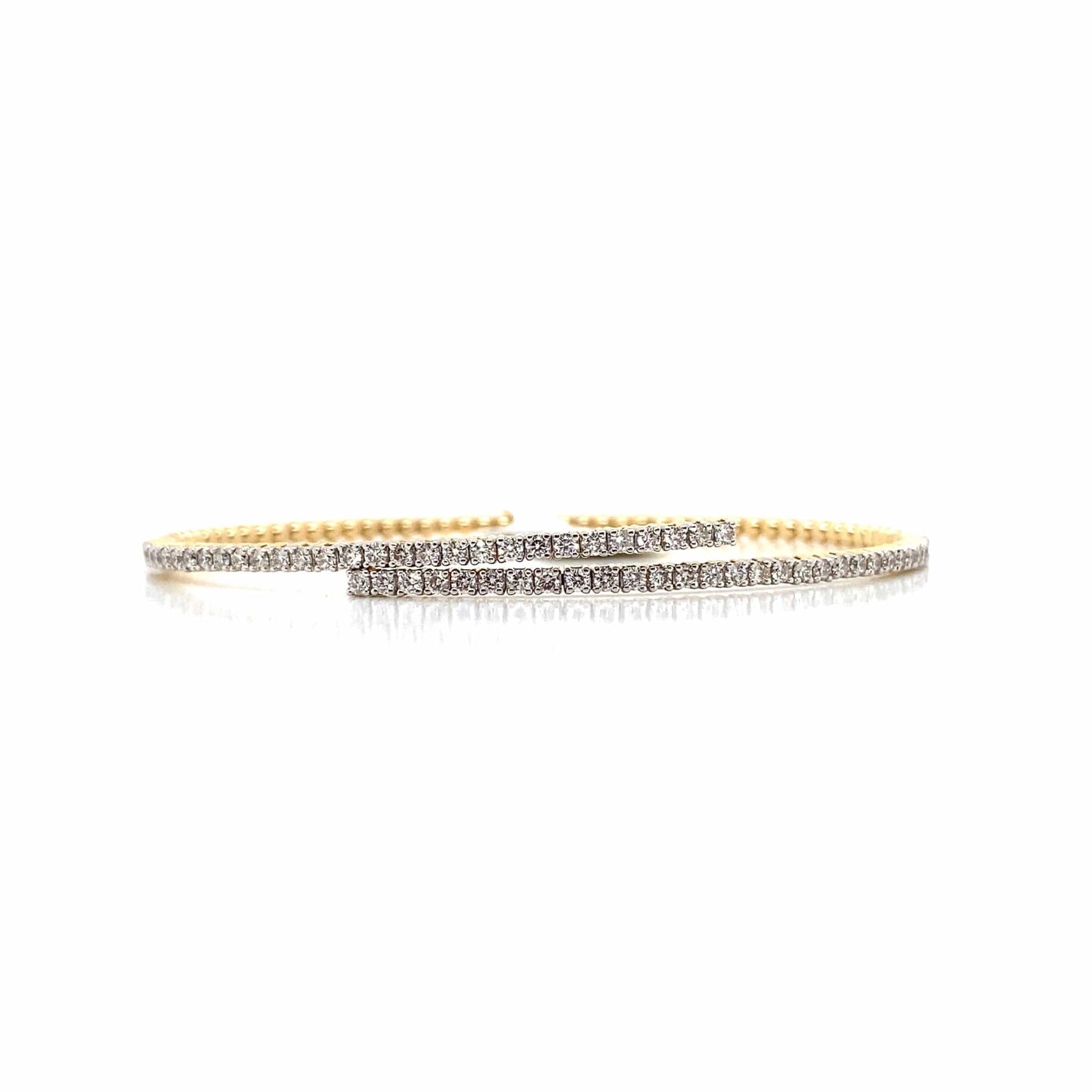 14K YELLOW GOLD 1.11CT TW NATURAL ROUND BRILLIANT DIAMOND COIL STYLE FLEX BRACELET