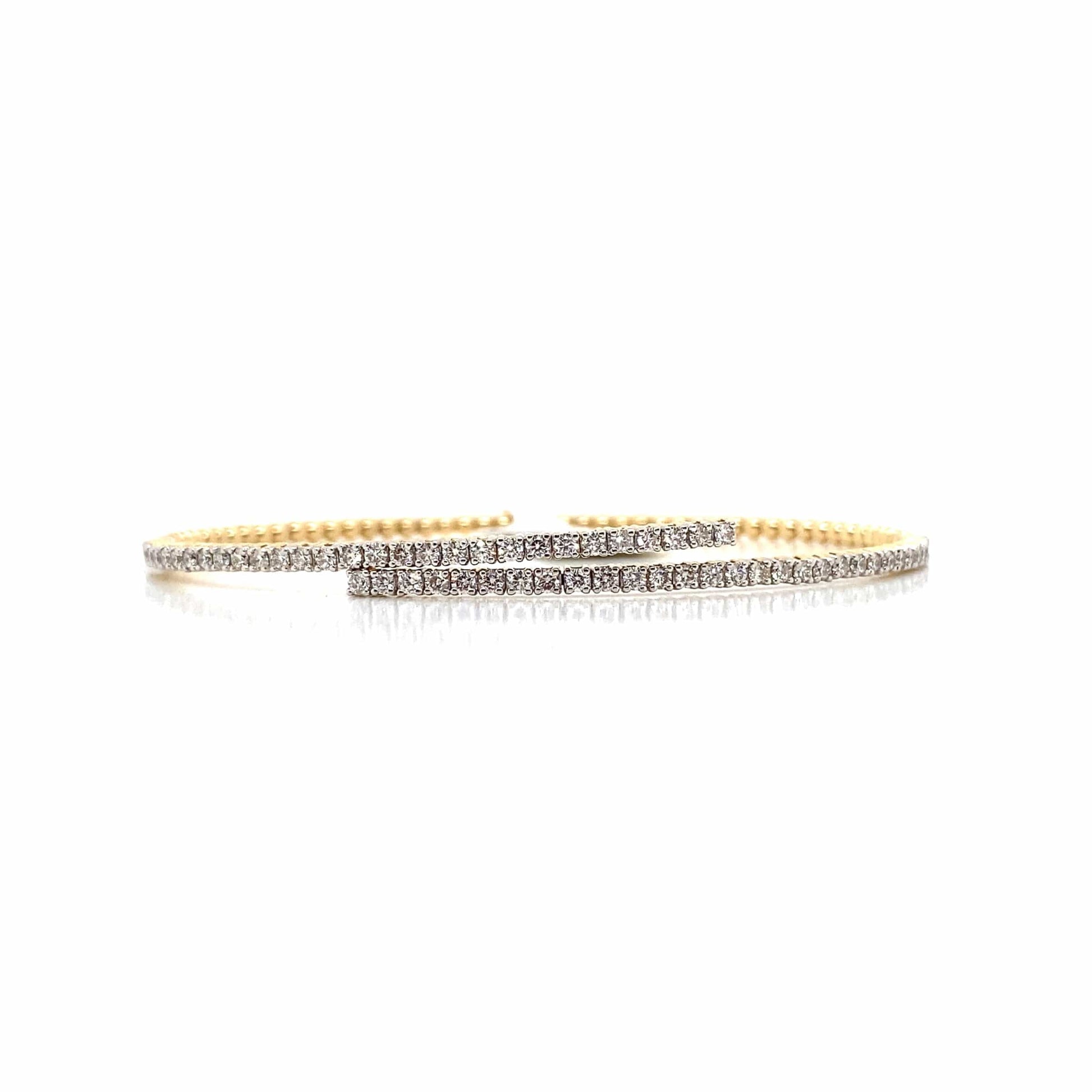 14K YELLOW GOLD 1.11CT TW NATURAL ROUND BRILLIANT DIAMOND COIL STYLE FLEX BRACELET