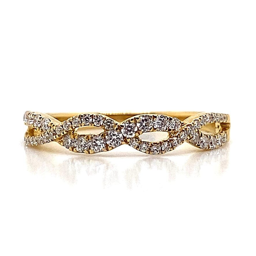18K YELLOW BAND GOLD .28 CT TW NATURAL DIAMOND INFINITY STYLE FASHION RING