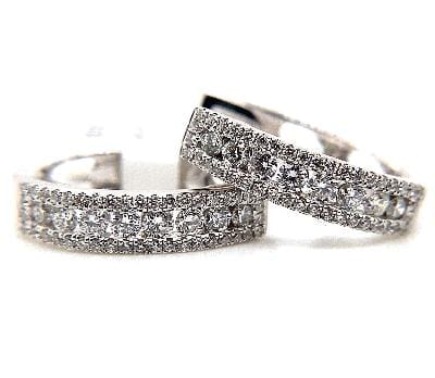18K WHITE GOLD .59 CT TW NATURAL DIAMOND ROUND BRILLIANT HOOP STYLE EARRINGS