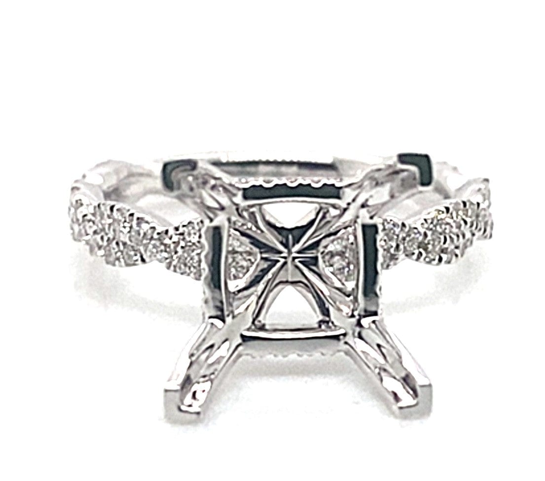 18K WHITE GOLD NO CENTER (9 MM SQUARE ) .48 CT TW NATURAL ROUND BRILLIANT DIAMOND ACCENT INFINITY HIDDEN HALO RING