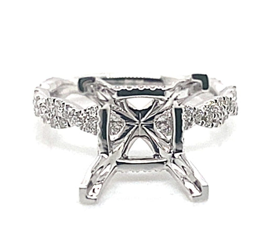 18K WHITE GOLD NO CENTER (9 MM SQUARE ) .48 CT TW NATURAL ROUND BRILLIANT DIAMOND ACCENT INFINITY HIDDEN HALO RING