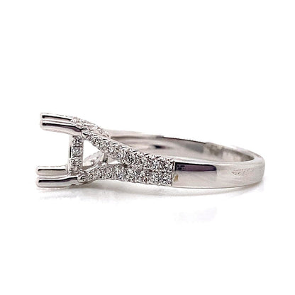 18K WHITE GOLD NO CENTER (8 MM RBC) .47 CT TW NATURAL ROUND BRILLIANT DIAMOND ACCENT SPLIT SHANK STYLE RING