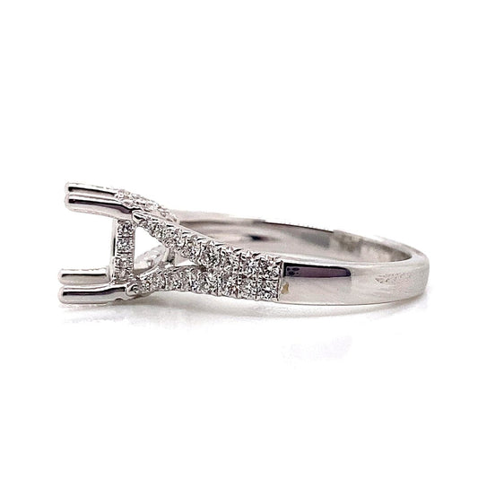 18K WHITE GOLD NO CENTER (8 MM RBC) .47 CT TW NATURAL ROUND BRILLIANT DIAMOND ACCENT SPLIT SHANK STYLE RING