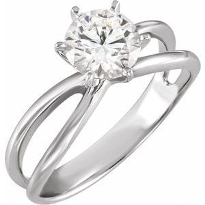 Rings 14K White 6.5 mm Round Engagement Ring Mounting